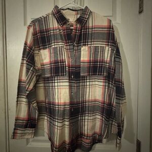 SO Women's Plaid Button Down Shirt - Red, Blue, and Cream